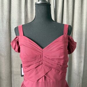 Burgundy Ruched Wrap Sundress for bridesmaids
